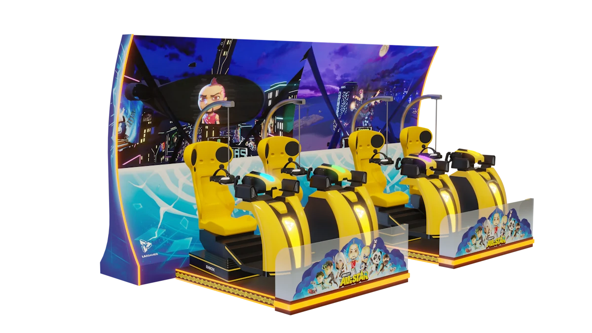 Ubisoft All-Star VR promotional art showing the four-player arcade setup